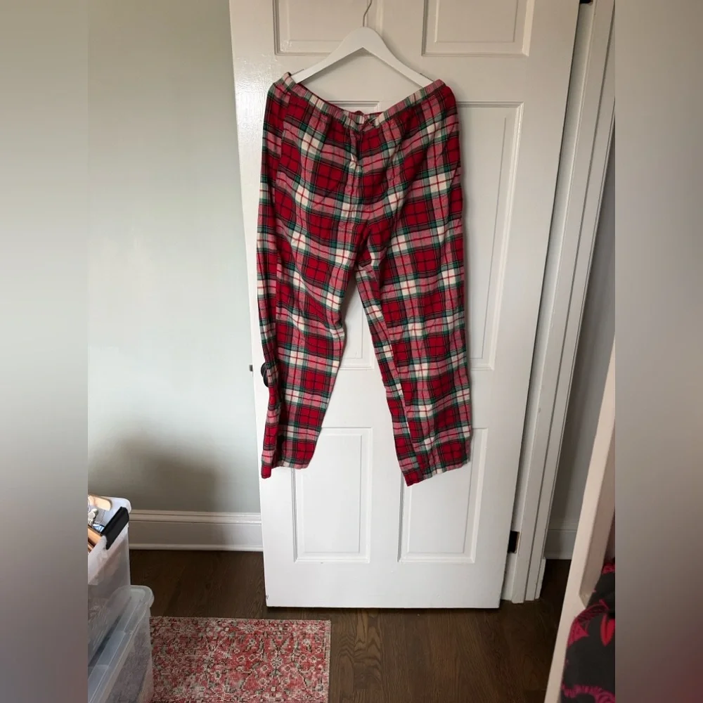 Hanna Andersson Red Holiday Plaid Adult Holiday Flannel Pajama Pants  L NWT